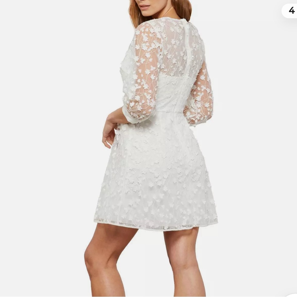 Bcbgmaxazria Zoe A-Line White Mini Dress Size 8
